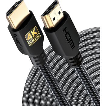 Cable Hdmi 4k 15m Alta Velocidad, Nylon Trenzado Y Conectores De Oro Powerbear