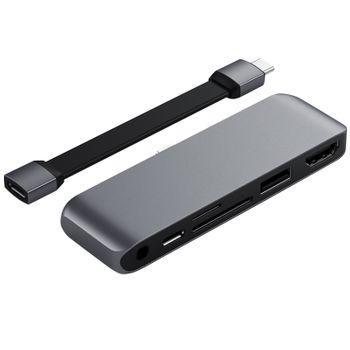 Hub Para Ipad Usb C A Hdmi, Usb, Usb-c 60w, Tarjetas, Toma Jack Satechi Gris