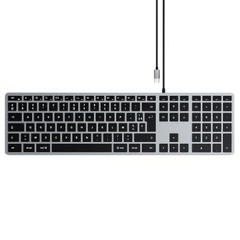 Teclado Usb C Con Cable Azerty Numérico Retroiluminado Satechi Slim W3 Gris