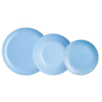 Vajilla Opal Diwali Azul 18 Piezas - 6 Personas