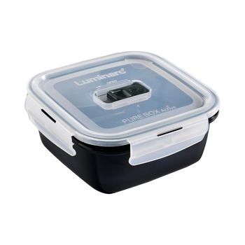 Recipiente Cuadrado Hermético Vidrio Pure Box Negro 13cm - 76cl