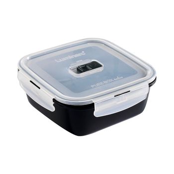 Recipiente Cuadrado Hermético Vidrio Pure Box Negro 16cm - 122cl