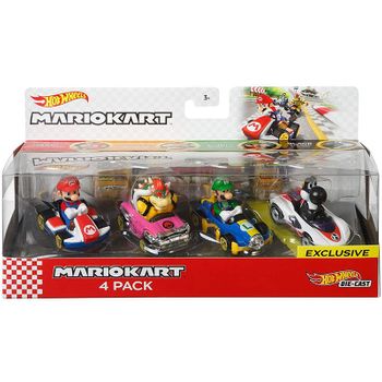 Mario Kart Hot Wheels Pack 4 Vehiculos Mario, Luigi, Bowser Y Yoshi