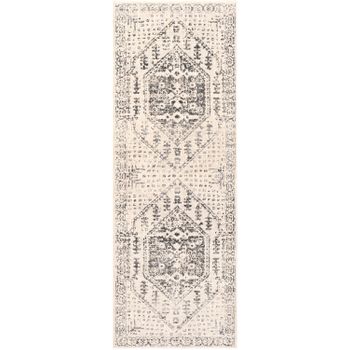 Alfombra De Pasillo Vintage Oriental Beige/gris 80x220 Cm - Diseño Calix