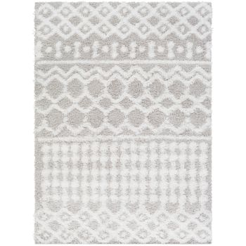 Alfombra Shaggy Bohemia Blanco/gris 160x220cm Nour