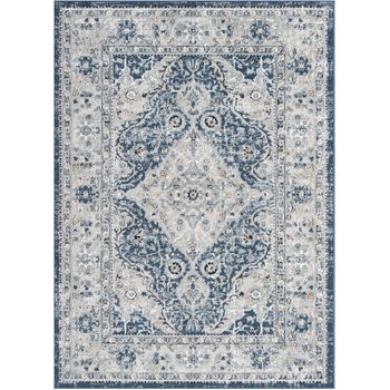 Alfombra Vintage Lavable En Lavadora Gris/azul 160x213 Cm - Diseño