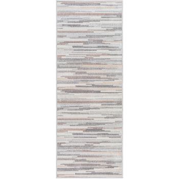 Alfombra De Pasillo Escandinava Moderna Blanco/marrón 80x220cm Olivia