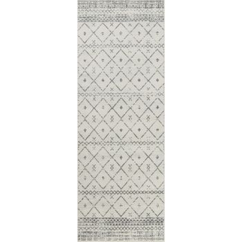 Alfombra De Pasillo Bereber Étnico Blanco/gris 80x220cm Mya