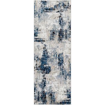 Alfombra De Pasillo Abstracta Moderna Azul/gris/beige 80x220cm Lena