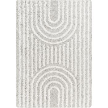 Alfombra Shaggy Escandinava Blanco/gris 160x220cm Christina