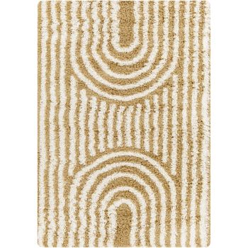 Alfombra Shaggy Escandinava Blanco/ocre 160x220cm Christina