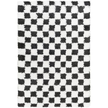 Alfombra Shaggy Moderna Blanco/negro 160x220cm Willa