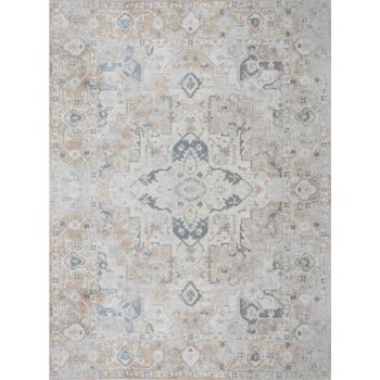 Alfombra Vintage Lavable En Lavadora Marfil/marrón 160x213cm Elsa