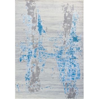 Alfombra Abstracta Moderna Marfil/azul/gris 160x220cm Eyra