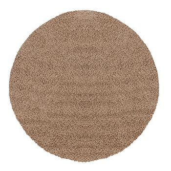 Alfombra Redonda Shaggy Unicolor Chic Beige Oscuro Ø 120 Cm - Diseño Lilly