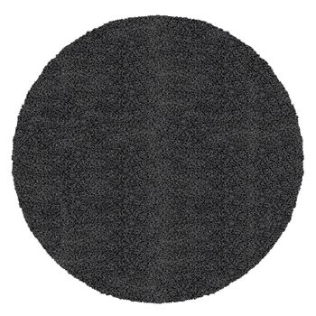 Alfombra Redonda Shaggy Unicolor Chic Gris Oscuro Ø 120 Cm - Diseño Lilly