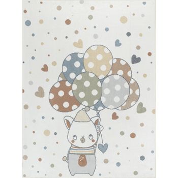 Alfombra Para Niños Lavable Globos Multicolor/beige 160x213 Cm - Diseño Baloon Buddy