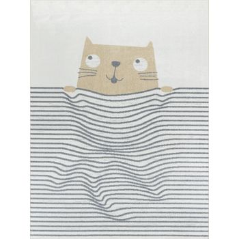 Alfombra Para Niños Lavable Gato Marrón/beige 160x213 Cm - Diseño Catnap