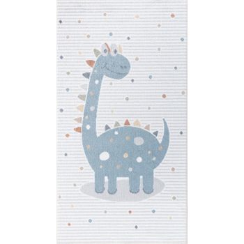 Alfombra Para Niños Lavable En Lavadora Dinosaurio Beige/gris 80x150cm Dino