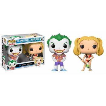 Figura Pop 2 Pack Dc Comics Beach Joker And Harley -9 Cm