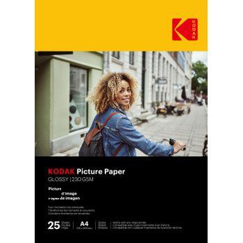 Kodak 9891266 - 25 Hojas De Papel Fotográfico 230g/m², Brillante, Formato A4 (21x29,7cm), Impresión Inkjet