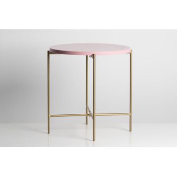 Mesa Auxiliar Metálica 40 X 40 X 40 - Rosa Y Dorada