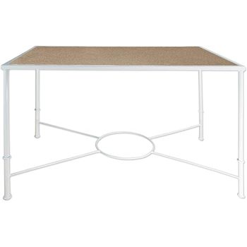 Mesa De Forja Moderna Alcolea, Ideal Mesa Camilla . Color Blanca Regulable En Dos Alturas Con Tablero. (120 X 70 X 72  Alta-52 Baja)