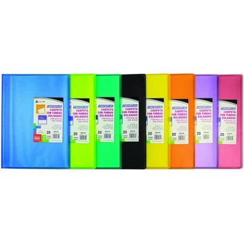 Paq/12 Carpeta 20 Fundas Soldadas A4 Tapa Flexible Colores Surtidos Carchiplas