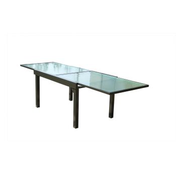 Outsunny Mesa de Jardín Extensible de Aluminio Mesa de Comedor Rectangular  con Encimera de Vidrio Templado Carga 50 kg para Terraza 80-160x80x75 cm  Negro : : Jardín