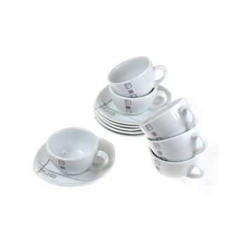 Taza Cafe Con Plato Porcelana Juego 6 Unidades Marca Non