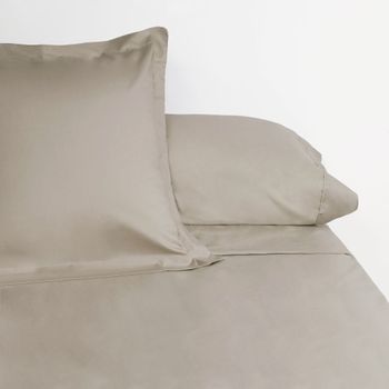 10xdiez Juego De Sábanas Venus Plus Liso 180 Hilos Lino  | (cama 105 Cm - Beige)