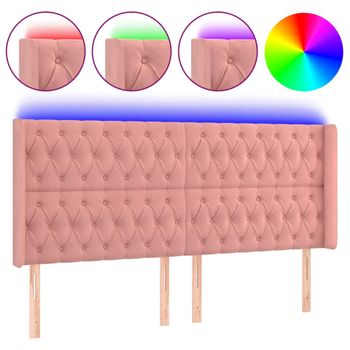 Cabecero Con Led De Terciopelo Rosa 203x16x118/128 Cm