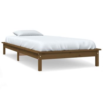 Estructura De Cama Madera Maciza Pino Marrón Miel 100x200 Cm