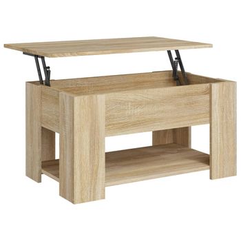 Mesa De Centro Madera Contrachapada Roble Sonoma 79x49x41 Cm