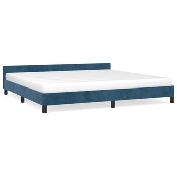 Estructura Cama Con Cabecero Terciopelo Azul Oscuro 200x200 Cm