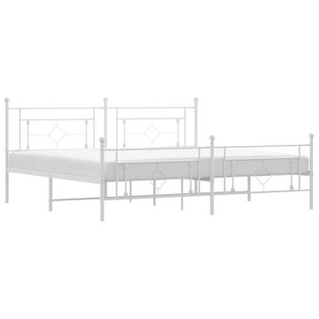 Estructura Cama Metal Con Cabecero Y Estribo Blanco 200x200 Cm