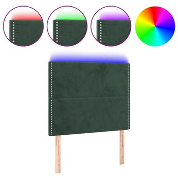 Cabecero Con Luces Led Terciopelo Verde Oscuro 80x5x118/128 Cm