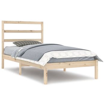 Estructura De Cama Madera Maciza De Pino 100x200 Cm