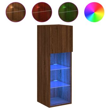 Mueble Para Tv Con Luces Led Roble Marrón 30,5x30x90 Cm