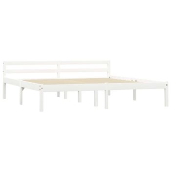 Estructura De Cama De Madera Maciza De Pino Blanco 180x200 Cm