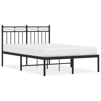 Estructura De Cama Con Cabecero Metal Negro 120x190 Cm