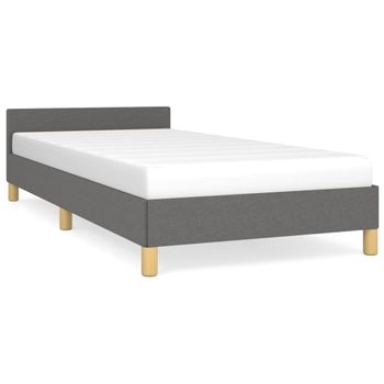 Estructura De Cama Con Cabecero De Tela Gris Oscuro 100x200 Cm