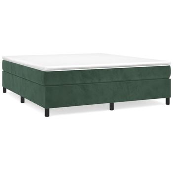 Estructura De Cama Box Spring Terciopelo Verde Oscuro 200x200cm