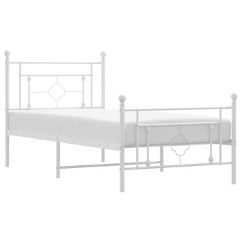 Estructura Cama Metal Con Cabecero Y Pie Cama Blanca 90x200 Cm