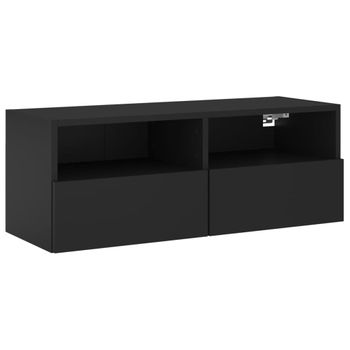 Mueble De Pared Para Tv Madera De Ingeniería Negro 80x30x30 Cm