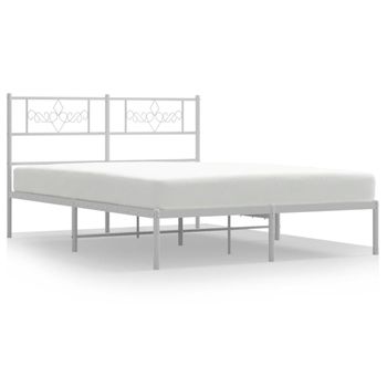 Estructura De Cama De Metal Con Cabecero Blanca 140x190 Cm