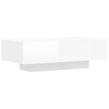 Mesa De Centro Madera De Ingeniería Blanco Brillo 100x49,5x31cm