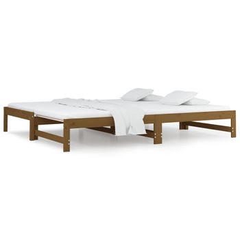 Sofá Cama Extraíble Madera Maciza De Pino Marrón 2x(90x200) Cm