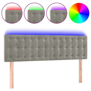 Cabecero Con Led De Terciopelo Gris Claro 144x5x78/88 Cm