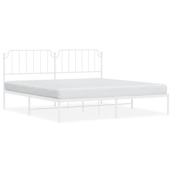 Estructura De Cama De Metal Con Cabecero Blanco 193x203 Cm